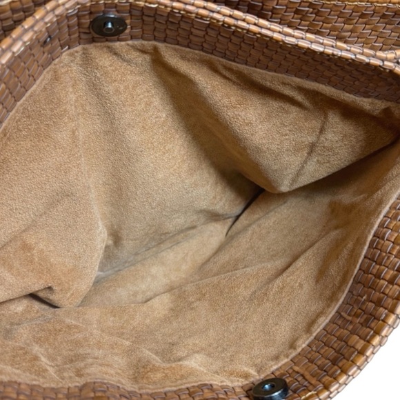 Falor Woven Leather Tote Cognac Intrecciato Structured Shopper Made in Italy